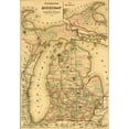 thumbnail image 2 of Vintage Maps 11x14 White Modern Wood Framed Museum Art Print Titled - Michigan 1876, 2 of 4