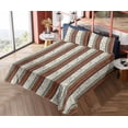 thumbnail image 4 of Ambesonne Hawaiian Fitted & Flat Sheet with Shams 4 Pcs Set, Palm Trees Traditional Art, Queen, Cinnamon Sage Green Ivory, 4 of 5