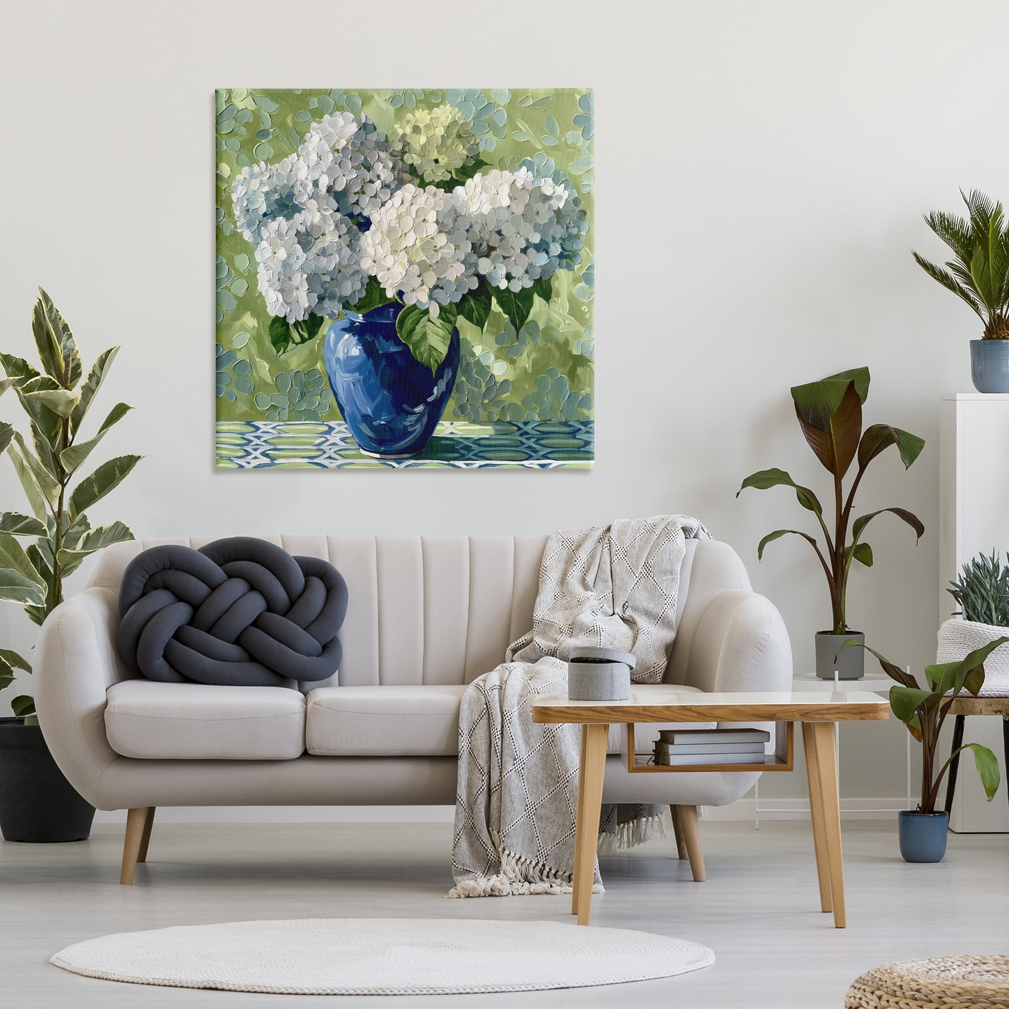 Stupell Industries White Hydrangeas in Blue Vase Canvas Wall Art, design by Gina Kelly