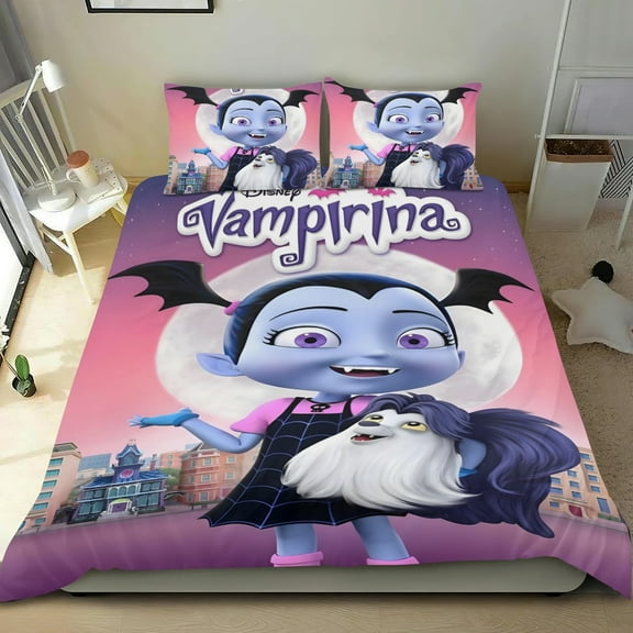 Vampirina Themed Bed Sheet Set Three Piece Set 53x79 Inches Comfortable And Skin Friendly Unique Design Creating A Star Studded Night