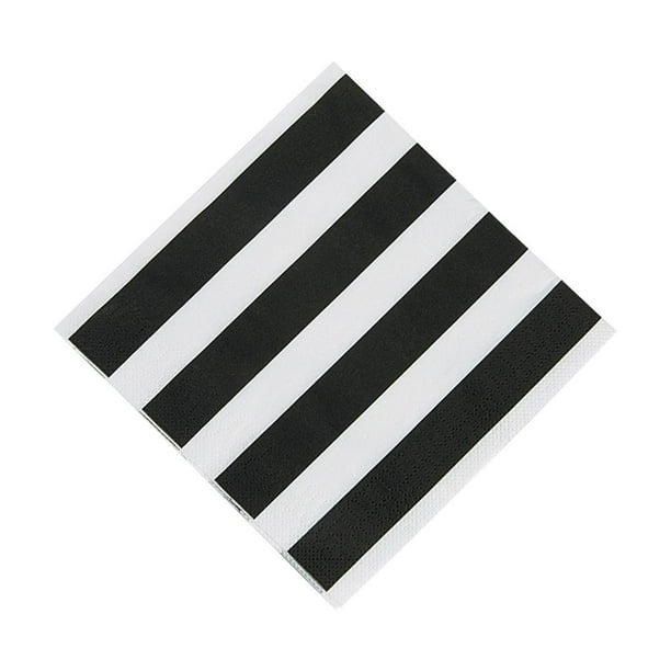 Black & White Striped Lunch Napkins 50Pc Party Supplies 50 Pieces