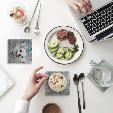 

KXMDXA Bulldog Set of 8 Coaster for Drinks Absorbent Ceramic Stone Coasters Cup Mat with Cork Base for Home Kitchen Room Coffee Table Bar Decor