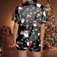 thumbnail image 5 of Womens Pajama Sets – Modern Two Piece Pajamas for Women Lounge Home Travel or Nightwear Comfort Women's Casual Christmas Print Set Silk Satin Short Sleeve Button Up Top And Shorts, 5 of 7