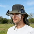 thumbnail image 2 of Solar Powered Fishing Hat with Fan Wide Brim 3 Speed Adjustable Cooling Sun Hat USB Solar Charging for Men Outdoor Hiking Gardening by PALIFEUR, 2 of 8