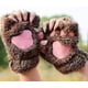 thumbnail image 2 of Guantes sin dedos con forma de pata de gato y gatito, de piel sintética, cómodos y de felpa, con pantalla táctil, cálidos, para niñas y mujeres, 01, 2 of 5