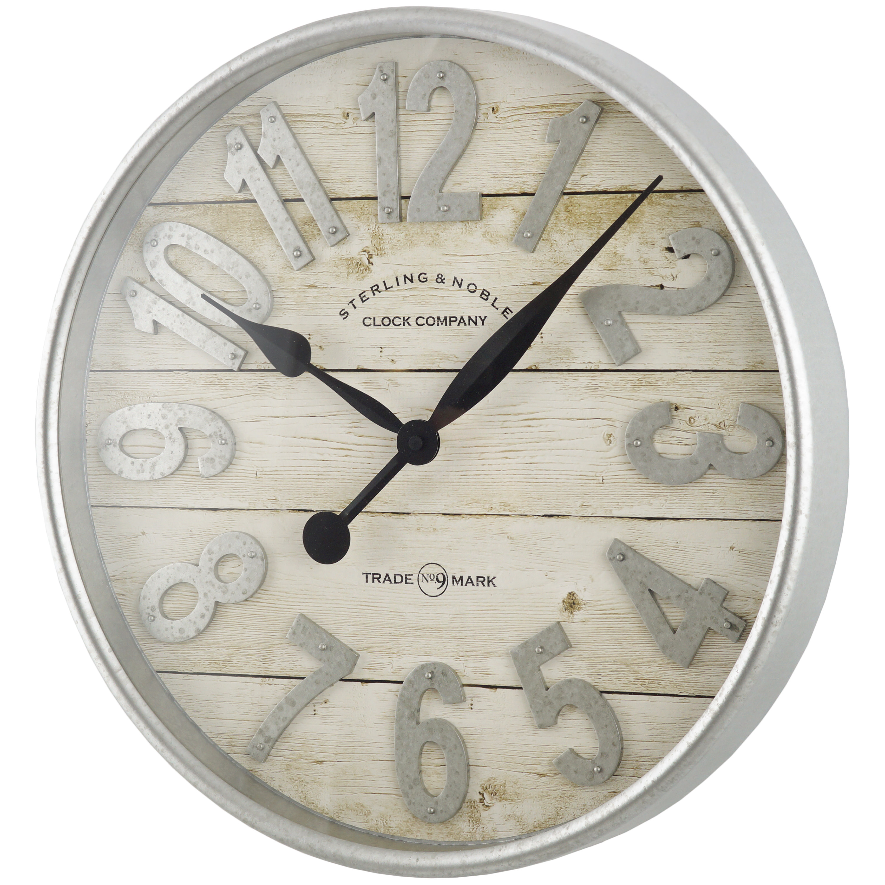 Better Homes & Gardens Indoor 20" White and Galvanized Raised Arabic Farmhouse Analog Wall Clock - image 4 of 5