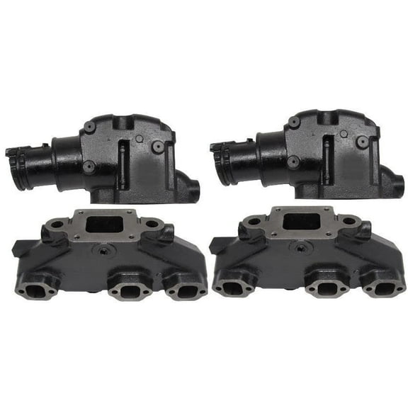 Dry Joint Exhaust Manifold Set with Risers / Elbows for 2002-2004 Mercruiser 4.3L by FASWORX
