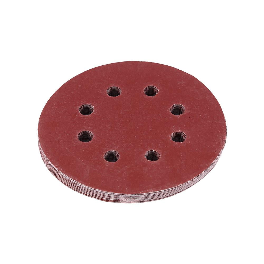 Mgaxyff 10Pcs 125mm Round Shape Red Sanding Discs 8 Hole 601000 Grit