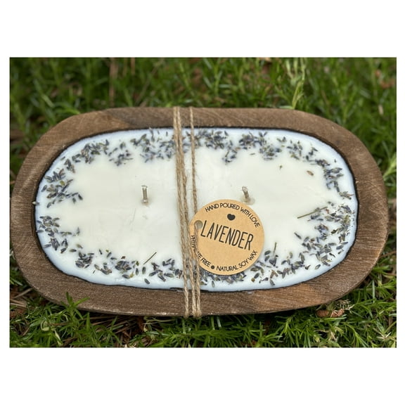 Lavender Dough Bowl Candle, Soy Wax Candle, Lavender Soy Candle, Farmhouse Candle, Wood Candle, Lavender Scented Candle, Birthday Candle