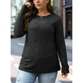 thumbnail image 2 of FlorCurve Plus Size Sweater for Women Long Sleeve Crew Neck Pullover Sweaters Casual Tunic Tops, Black 3XL, 2 of 7