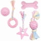 thumbnail image 4 of Dog toy rope with ball, 5 piece puppy dental care toy, chew toy set for small/medium dogs - pink (pet toy), 4 of 4