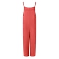 thumbnail image 4 of Usmixi Jumpsuits for Women Dressy Casual Loose Wide Leg Comfy Spaghetti Strap Long Jumpsuits Overalls with Pocket Summer Square Neck Sleeveless Solid Maxi Formal Rompers Red xxl, 4 of 4