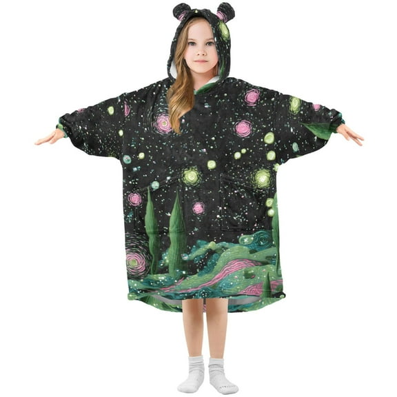 joogoo Wearable Blanket Hoodie Swirl Night for Flannel Sherpa Pocket 3-14 YR M