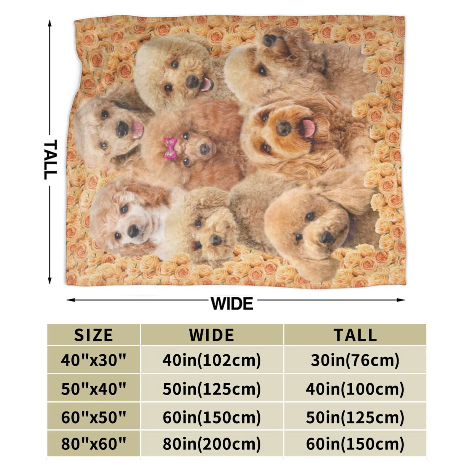 Wijzvio Poodle Dog Throw Blanket Soft Fuzzy Fleece Blanket For Couch Bed Living Room Decoration 50"X40"