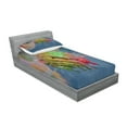 thumbnail image 2 of Ambesonne Fantasy Fitted Sheet & Pillow Sham Set, Visual Modern Energy, Twinxl, Blue Pistachio, 2 of 2