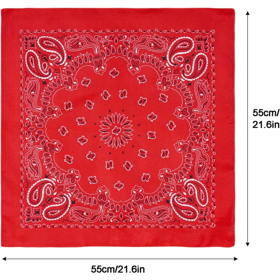 WEIFEI-Bandanas Bulk Red Western Bandana Cowboy Bandanas Face Cover Head Wrap for daily Halloween Party