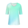 thumbnail image 3 of Tumotour Summer Tops For Women Short Sleeve V Neck Tunic Shirts Casual Gradient Color Loose Fashion Trendy Lightweight Soft Casual Summer Outfits Clothes 2025, 3 of 4