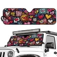 thumbnail image 2 of HUIACONG Colorful Heart Windshield Sun Shade Sun Visor Heat Shield for 2018-2025 Jeep Wrangler JL & 2/4 Door 4XE & 2020-2025 Jeep Gladiator JT Thicken 3-Layer Protect Your Car from Sun Heat, 2 of 6