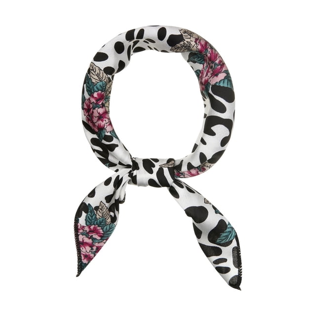 INSPIRE CHIC Foulard Carré à Imprimé Léopard pour Femme Fichu Foulard de Cou Mouchoir Noir Blanc