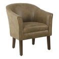 thumbnail image 1 of HomePop Transitional Wood and Faux Leather Barrel Accent Chair in Brown, 1 of 12