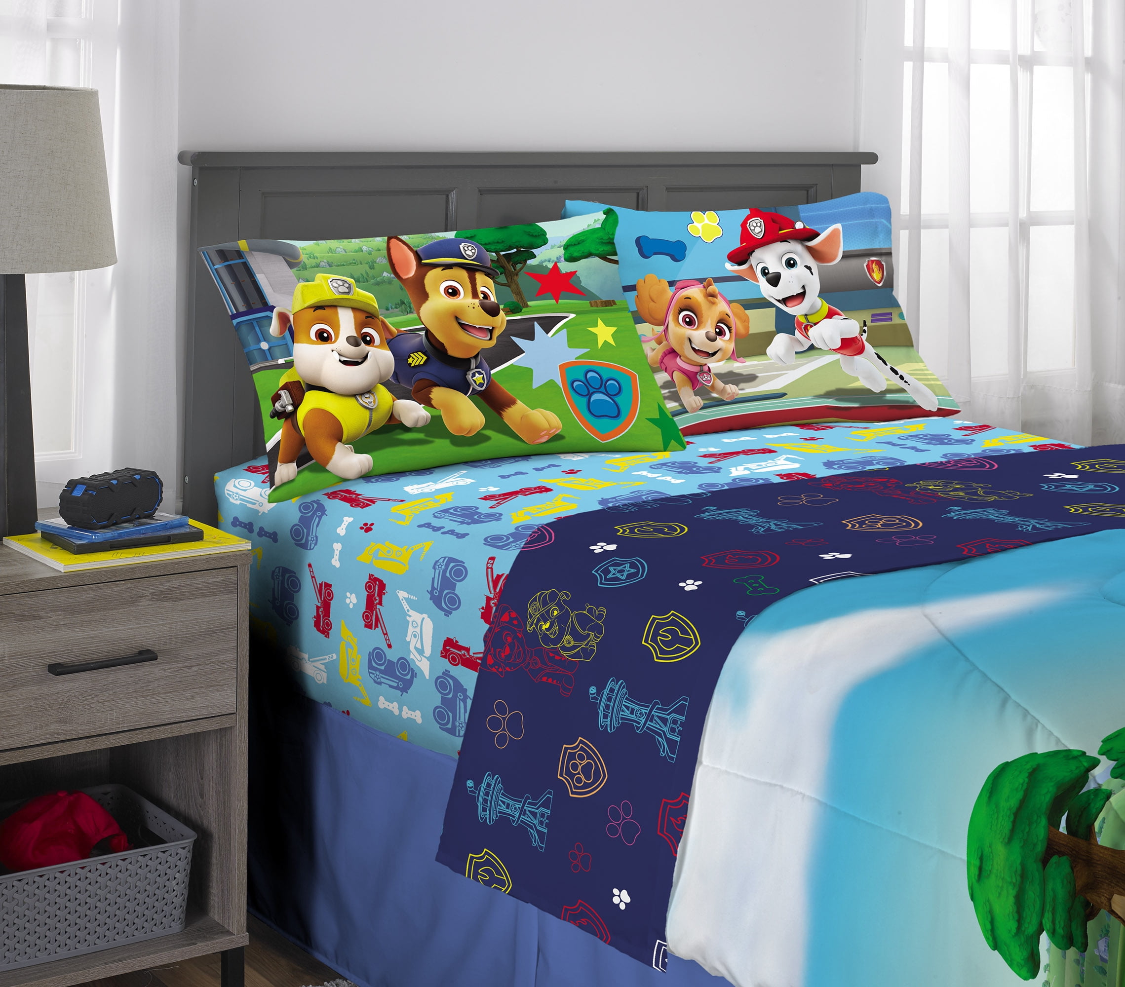Paw Patrol Kids Full Bed in a Bag, Comforter and Sheets, Blue, Nickelodeon