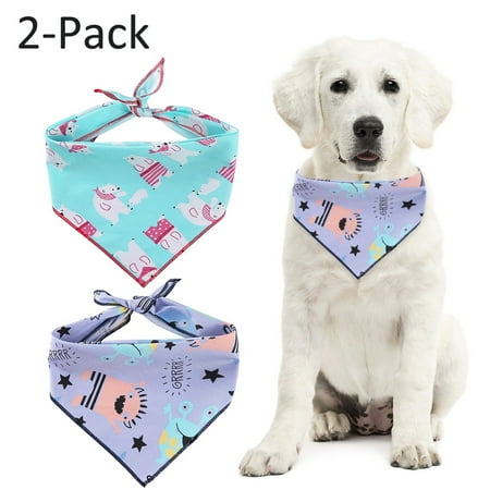Lovebay 2-Pack Pet Dog Cat Cotton Cartoon Bibs Bandana Collar Triangle Saliva Scarf Bowknot Bow Tie Washable Towel