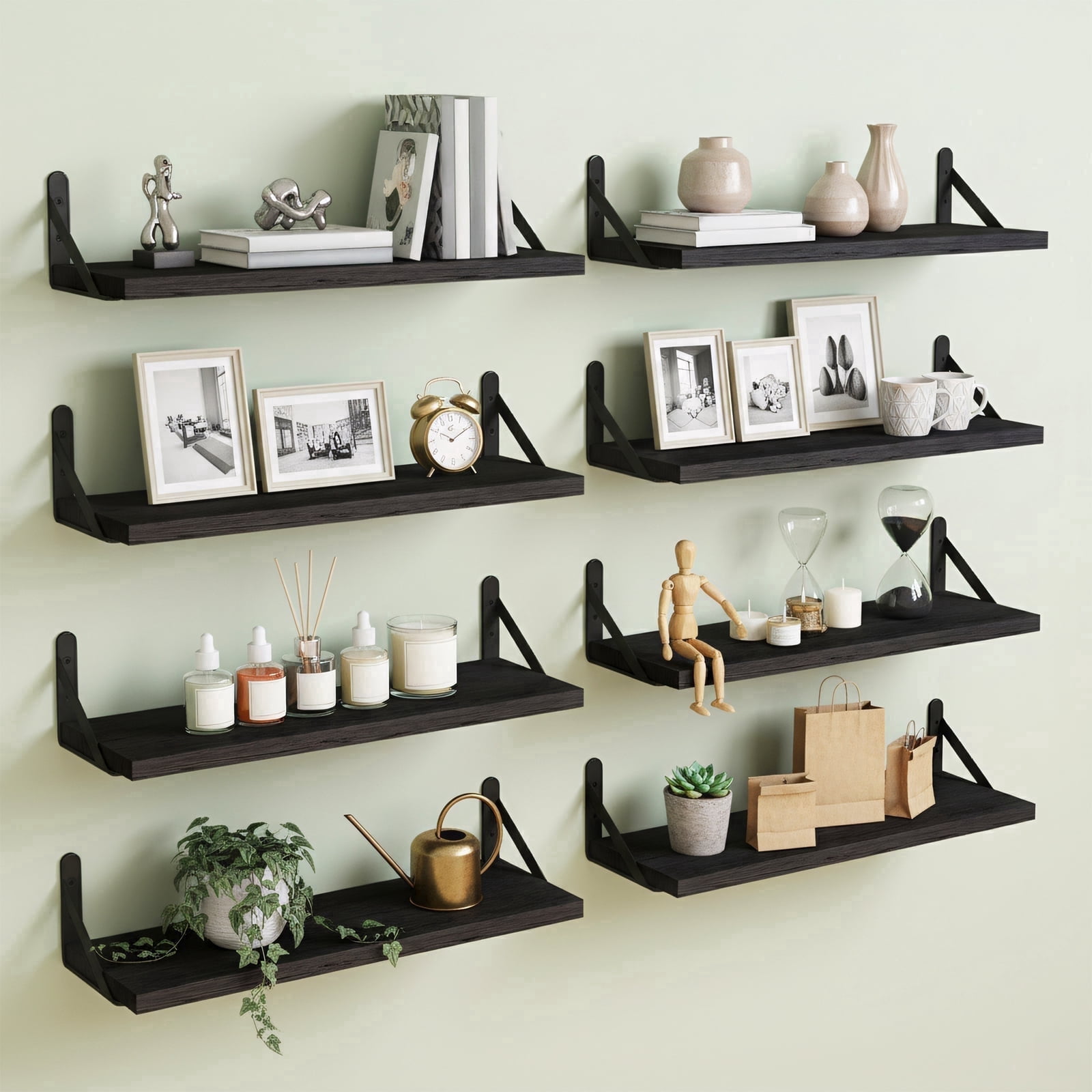 Clarissa Black Geometric Wood-Metal Modern Wall Shelf - Walmart.com