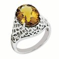 thumbnail image 1 of 925 Sterling Silver Oval Checker Cut Whiskey Quartz Ring Gemstone, 1 of 5