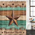 thumbnail image 2 of Western Texas Star Retro Bathroom Shower Curtains with 12 Hooks Polyester Waterproof Shower Curtain for Stalls Bathtubs Vintage Farmhouse Brown Teal Wooden Decorative Bathroom Curtain 36x72 Inches, 2 of 8