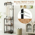 thumbnail image 2 of Resenkos Freestanding Coat Rack with 4 Storage Shelves & 6 Hooks, Rustic Brown + Black, 2 of 8