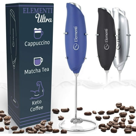 

Elementi Milk Frother Handheld for Coffee - Electric Stirrer for Drinks - Frappe Maker (Ultra Blue)