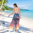 thumbnail image 7 of FORMRS Womens Long Sarong Beach Wrap Semi-Sheer Bikini Skirt Bathing Swimsuit Cover Up, Astronaut at Dawn, 7 of 7