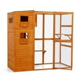 thumbnail image 5 of Pefilos 76" Outdoor Cat House for Large, Wood Kitty Catio Enclosure Cat Cage Condo Indoor with Platforms, Orange, 5 of 9