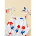 thumbnail image 4 of Suealasg Little Girl Cami Jumpsuit 1T 2T 3T 4T 5T Kids Girls Sleeveless Popsicle Print Tie Up Spaghetti Strap Romper Shorts Toddler Girls Summer 4th of July Clothes, 4 of 9