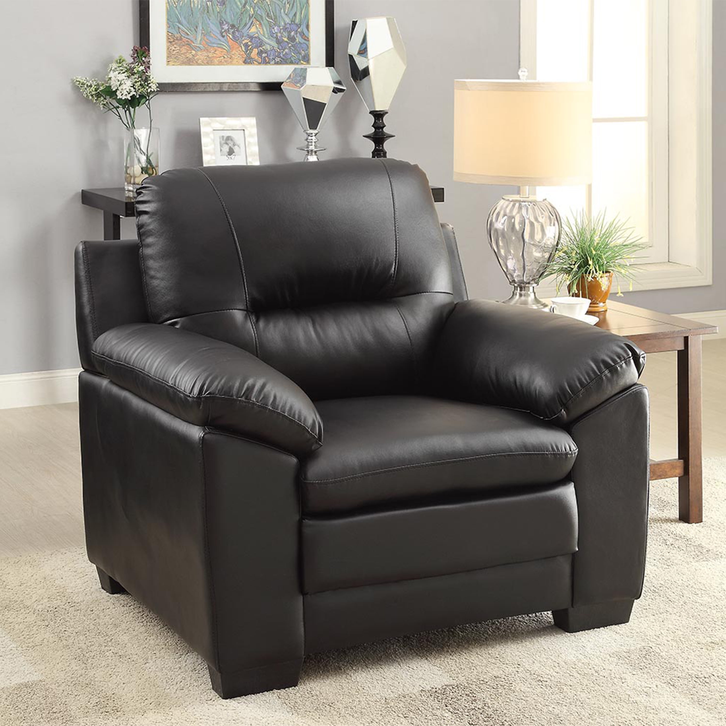 Furniture of America Contemporary Faux Leather Truman Accent Chair