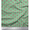 thumbnail image 1 of Soimoi Green Poly Georgette Fabric Circle & Heart Print Fabric by the Yard 42 Inch Wide, 1 of 3