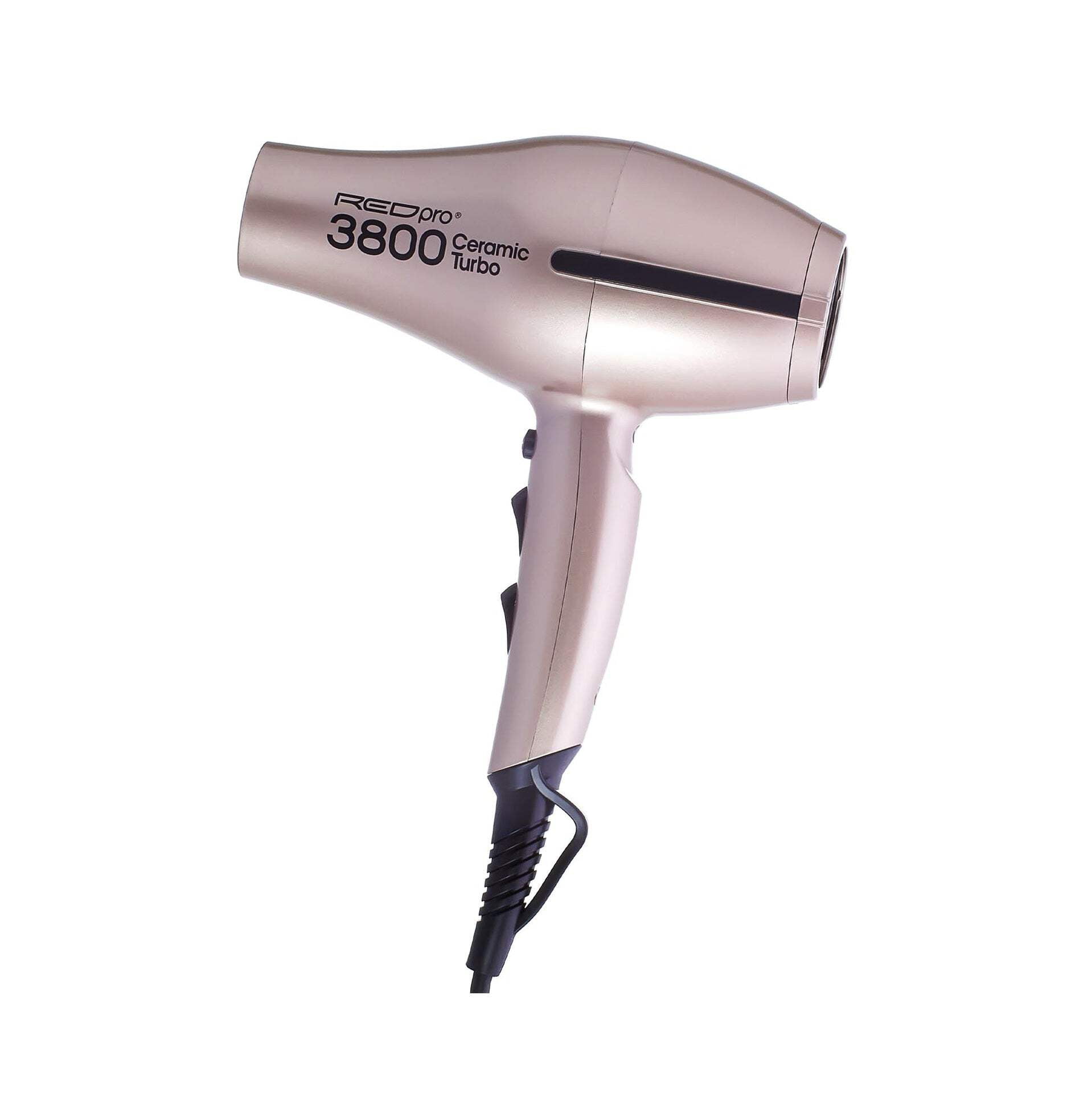RED Pro 3800 Ceramic Turbo Hair Dryer – Lightweight Powerful AC Motor Blow Dryer with 3 Heat & 3 Speeds, Turbo Airflow, 2 Bonus Styling Attachments (Detangler Pik & Concentrator), Frizz-Reduction