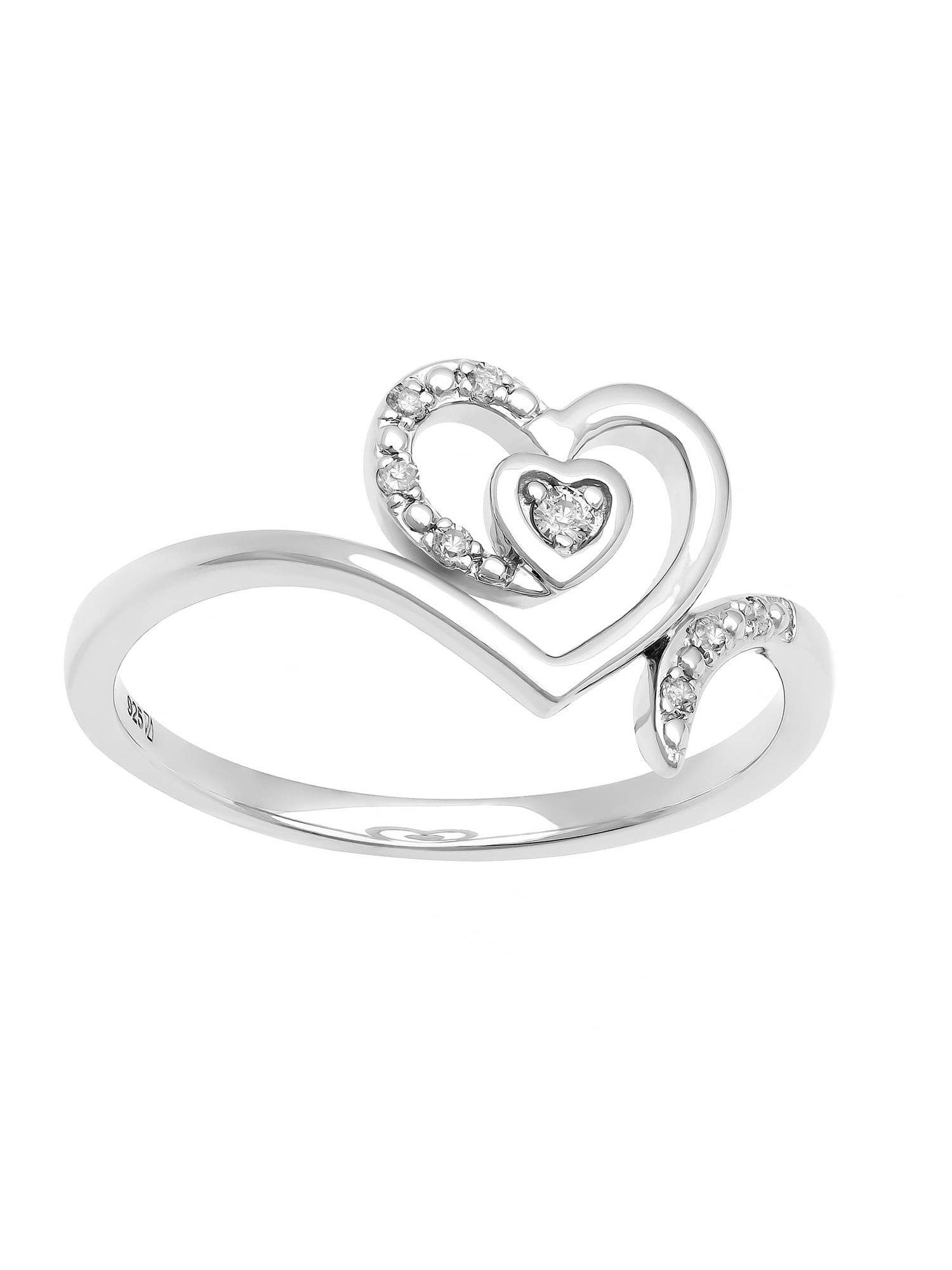Diamond-Accent Heart Sterling Silver Women's Promise Ring