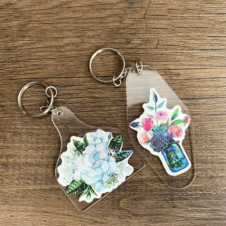30 Clear Acrylic Keychain Blanks With Flower Mirror And Wreaths