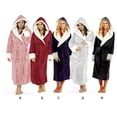 thumbnail image 6 of Women Bathrobe Long Sleeve Cozy Hooded Pajamas Household Dorm Shower Bath Solid Color Robe Autumn Winter Sleepwear Ladies Red M, 6 of 7