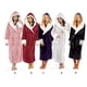 thumbnail image 5 of Qarigey Albornoz de manga larga para mujer, pijama con capucha acogedor, dormitorio doméstico, ducha, baño, de Color sólido, ropa de dormir de Pijama Gris XXL Qarigey AP012924-16, 5 of 6