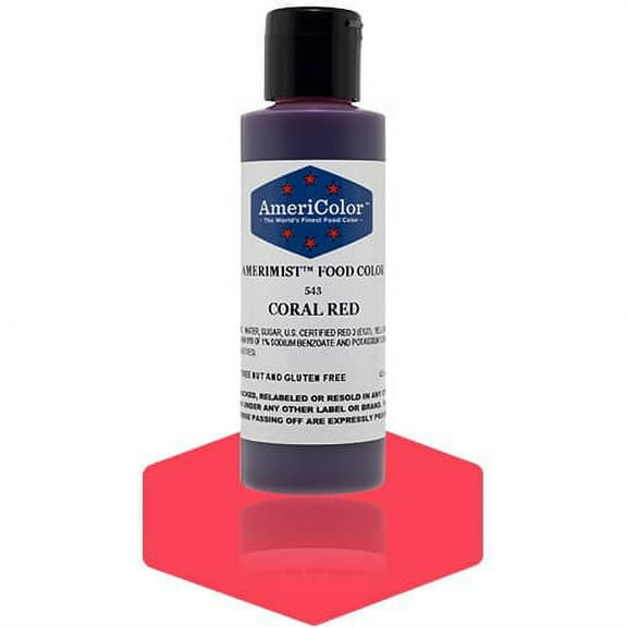 AmeriColor AmeriMist Coral Red, 4.5 Ounce, Airbrush Food Color