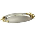 thumbnail image 2 of Leeber 70037 Elegance Gilt Leaf Oval Hammered Stainless Steel Tray, 16.5 x 10 in., 2 of 2