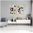 thumbnail image 3 of Kate and Laurel MCM Retro Abstract Pattern Rainbow  - set of 2 23x33 Framed Canvas Wall Art Set  by Rachel Lee, Sylvie Natural, Mid Century Modern, Abstract Art for Wall Decor, Living Room, Bedroom, 3 of 7