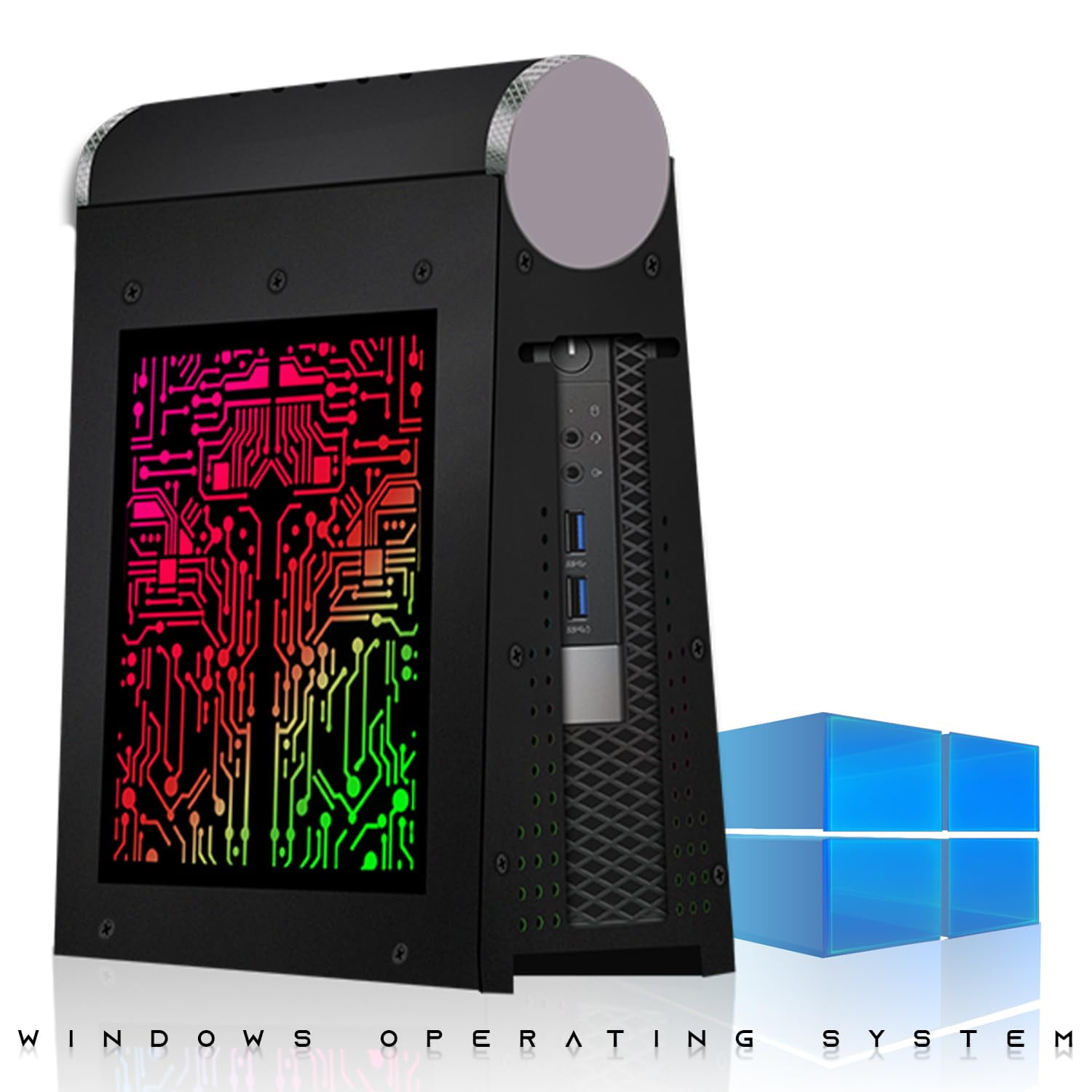 Restored CyberCube Mini PC Bundle,Intel Core i5,16GB RAM,512GB SSD,24 Inch Curved Monitor,RGB Kit,Webcam,Windows 11 Pro (Refurbished)