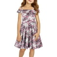 thumbnail image 2 of KISSMODA Girls Dress Casual Round Neck A Line Ruffle Sleeve Knee Length Dresses 4-13 Years, 2 of 4