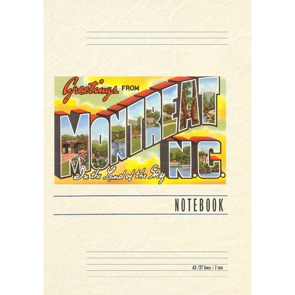 Vintage Lined Notebook Greetings from Montreat, (Paperback)