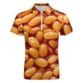 thumbnail image 4 of Baked Beans Men Zipper T-shirt Summer Casual Short Sleeve T-shirt Top, 4 of 7