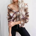 thumbnail image 6 of Wancir Womens Button Down Flannel Shirts Long Sleeve Plaid Shackets Business Casual Blouse Top, 6 of 8