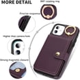 thumbnail image 2 of Allytechgroup iPhone 11 Wallet Case, Ring Holder Stand Cards Slots Shockproof Retro Flip Back Cover Phone Case for Apple iPhone 11, Purple, 2 of 6